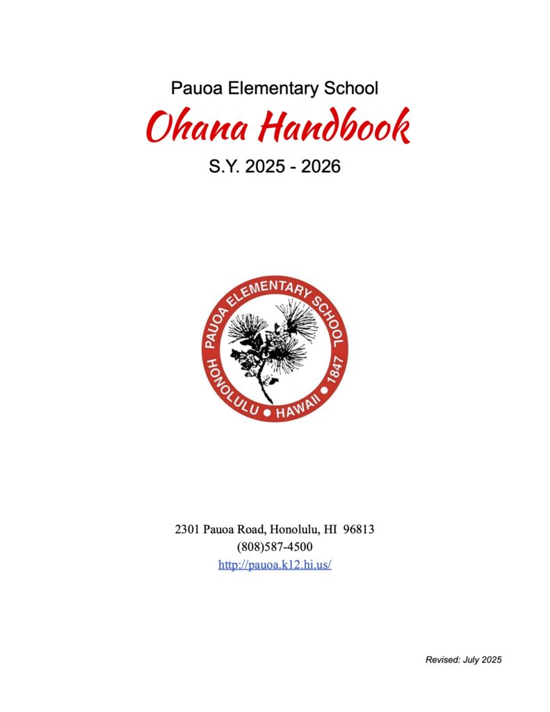 Pauoa Elementary Ohana Handbook SY 25 26 Cover Image
