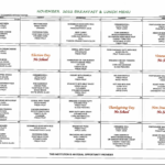 Pauoa November 2022 Cafeteria Menu