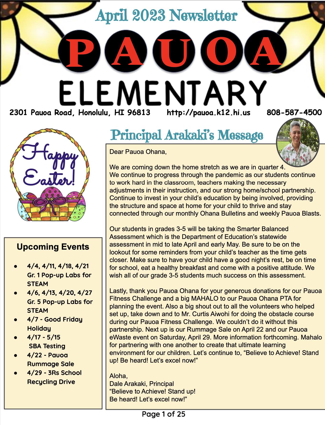 Pauoa April 23 Newsletter Cover