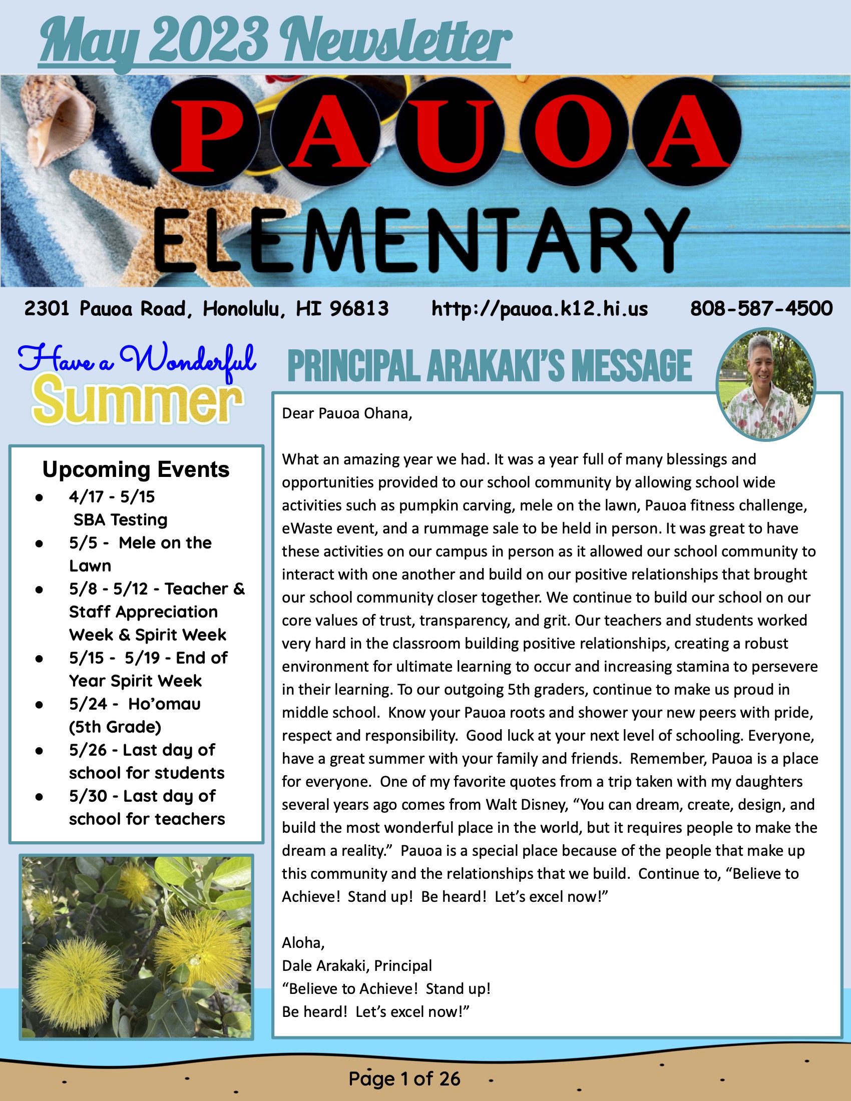 May Newsletter SY 22 23 Front page