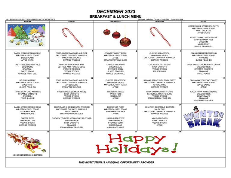 Dec 2023 Menu