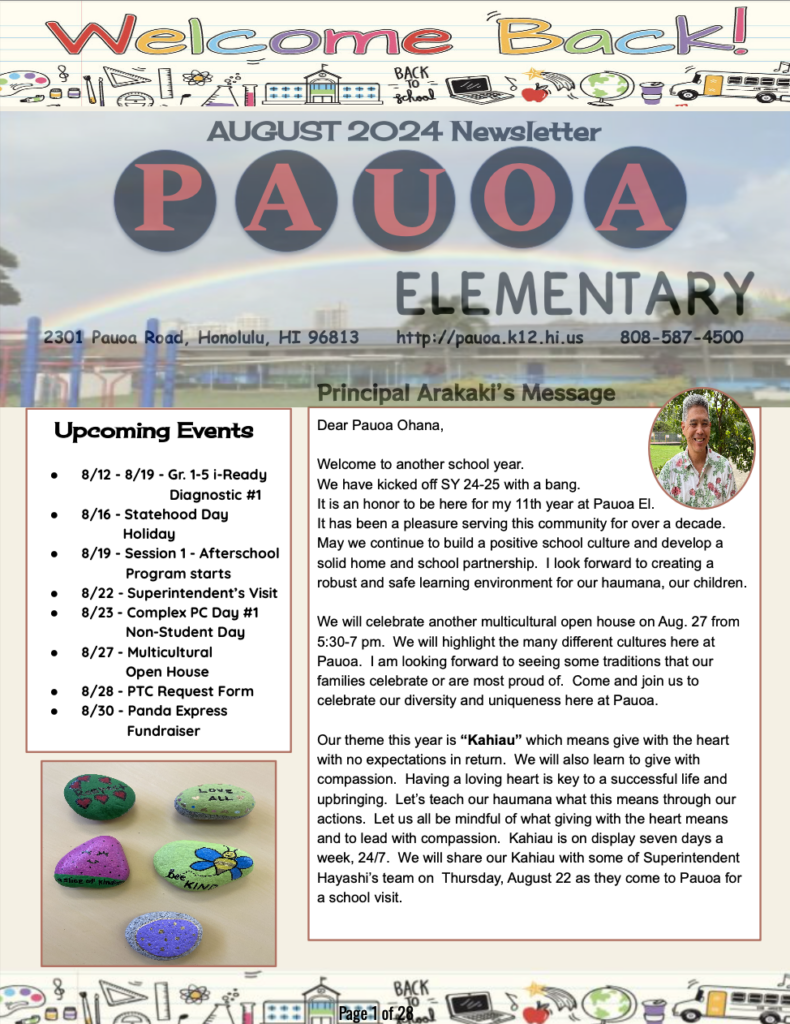 Pauoa 824 Newsletter cover