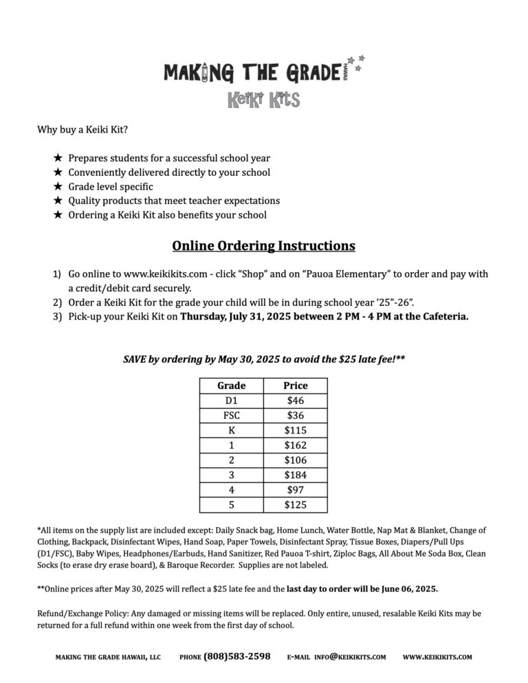 Pauoa Online Order Instructions 2025 2026