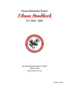 Pauoa Elementary Ohana Handbook SY 25 26 Cover Image