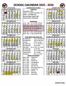 SY 2025 2026 Paoua School Calendar