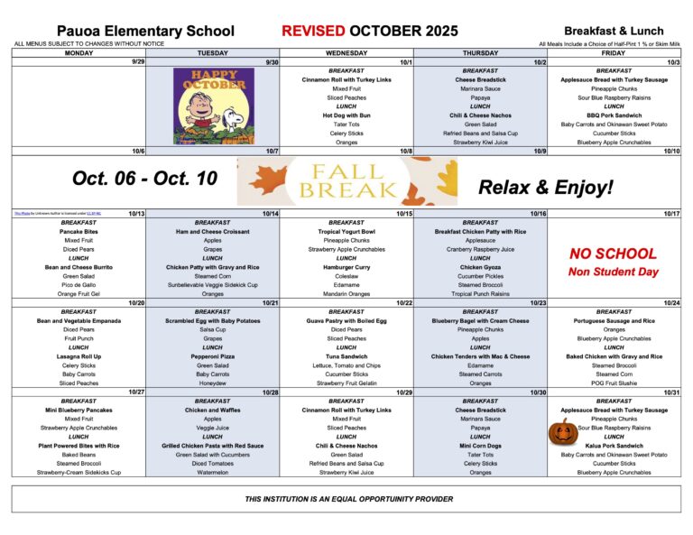 Revised OCT Menu 2025