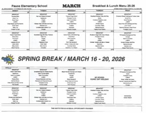 Pauoa Cafeteria Menu 3 26